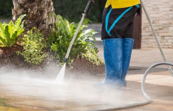 Person Pressure Washing a Driveway in Sherrills Ford NC